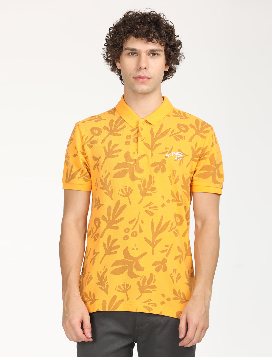 Men's Printed Polo T-Shirt - Front View