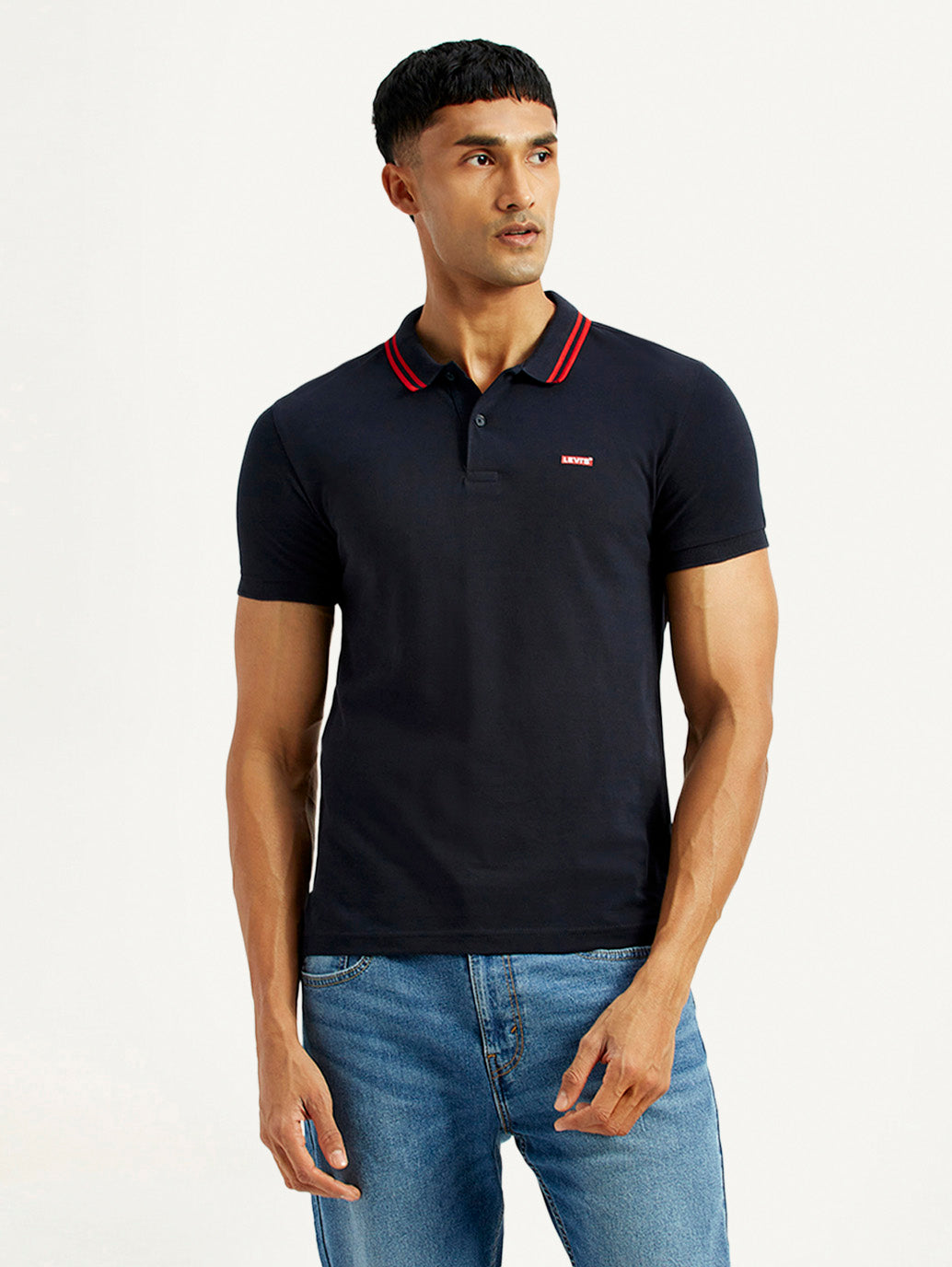 Men's Solid Polo T-Shirt - Front View