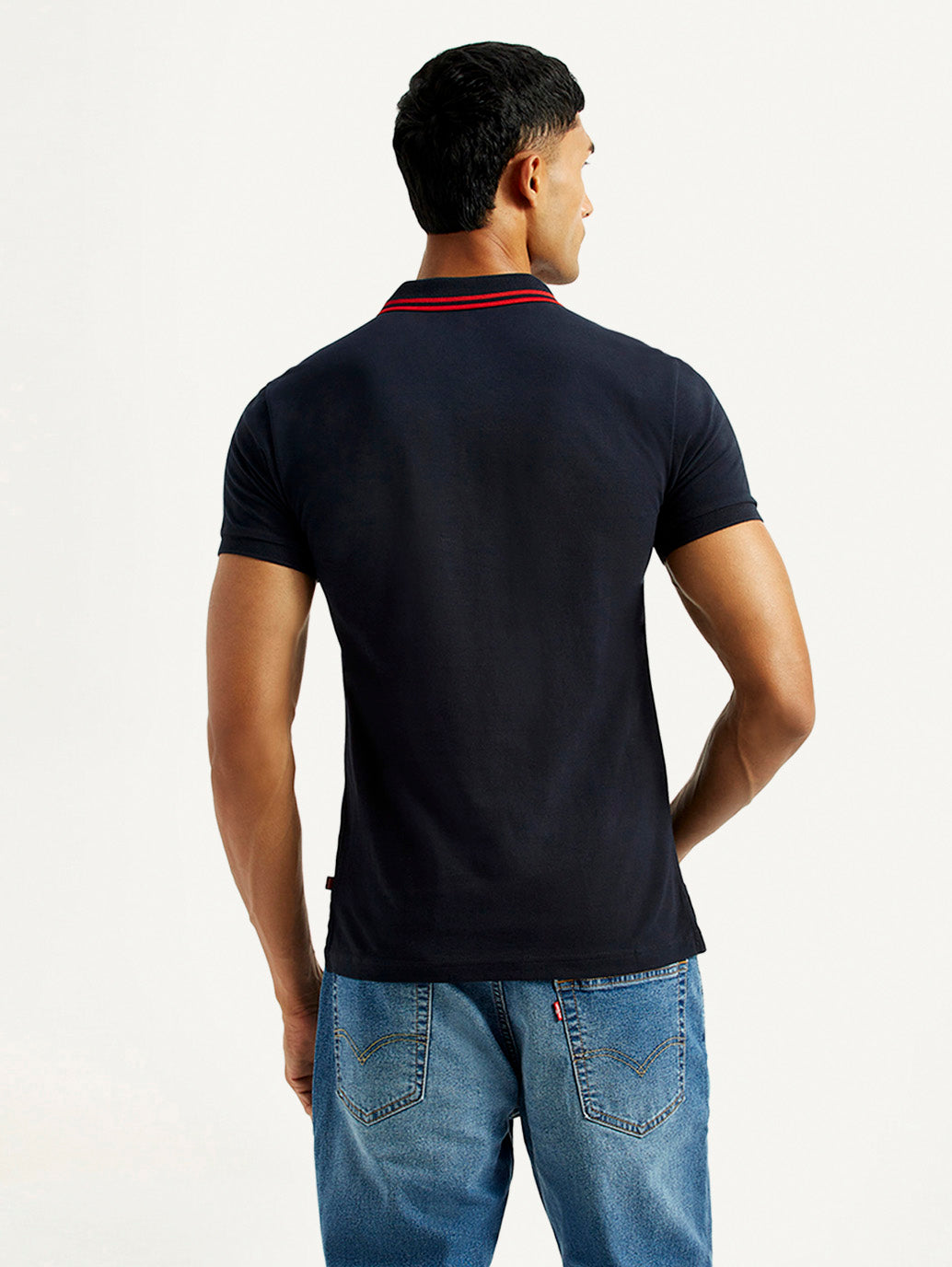 Men's Solid Polo T-Shirt - Back View