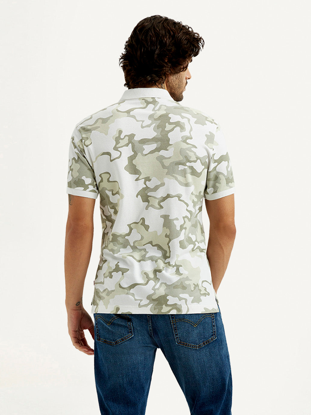 Men's Pure Cotton Slim Fit Polo T-shirt - Back View