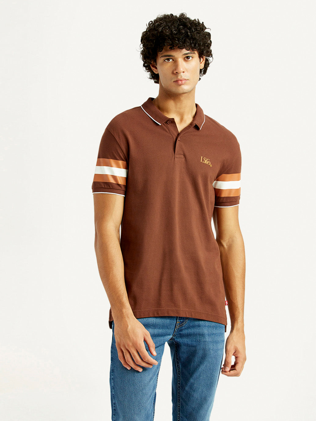 Men's Pure Cotton Slim Fit Polo T-shirt - Front View