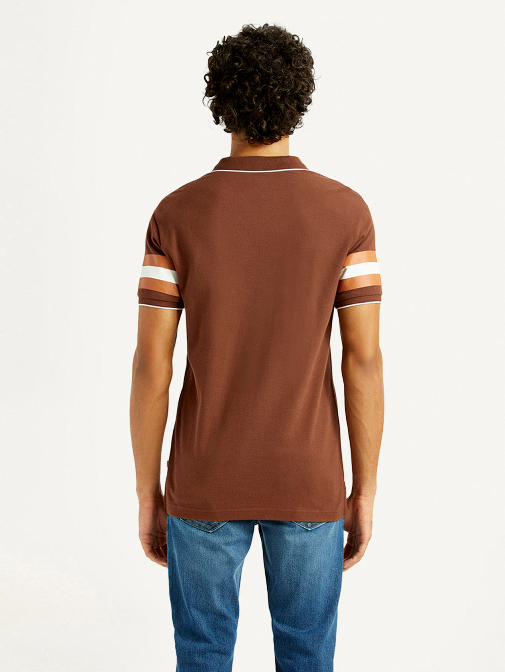Men's Pure Cotton Slim Fit Polo T-shirt - Back View