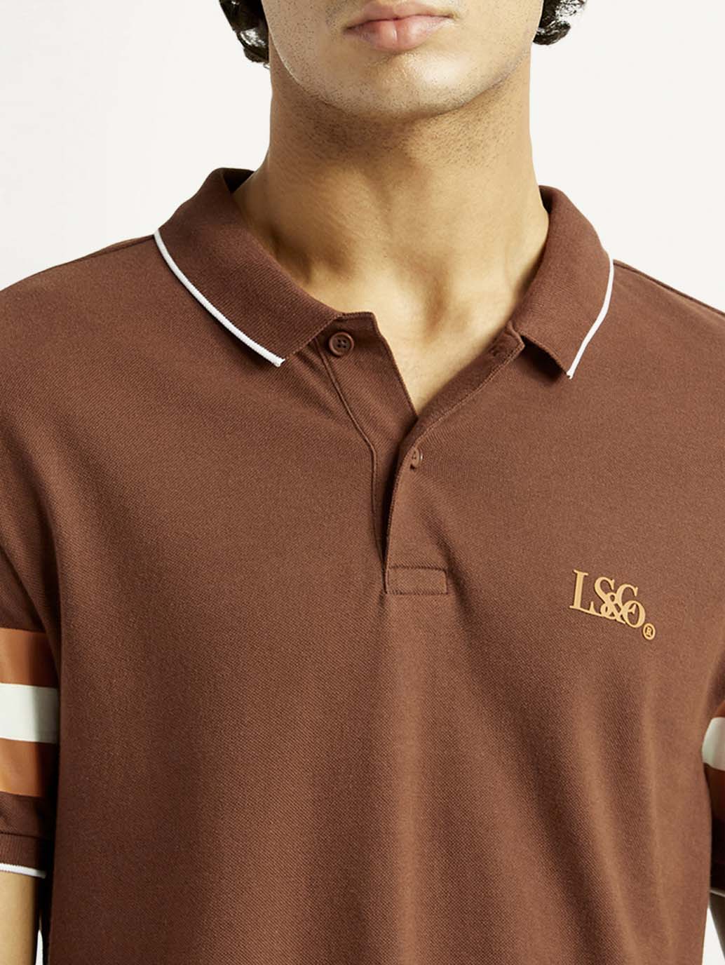 Men's Pure Cotton Slim Fit Polo T-shirt - Detail View