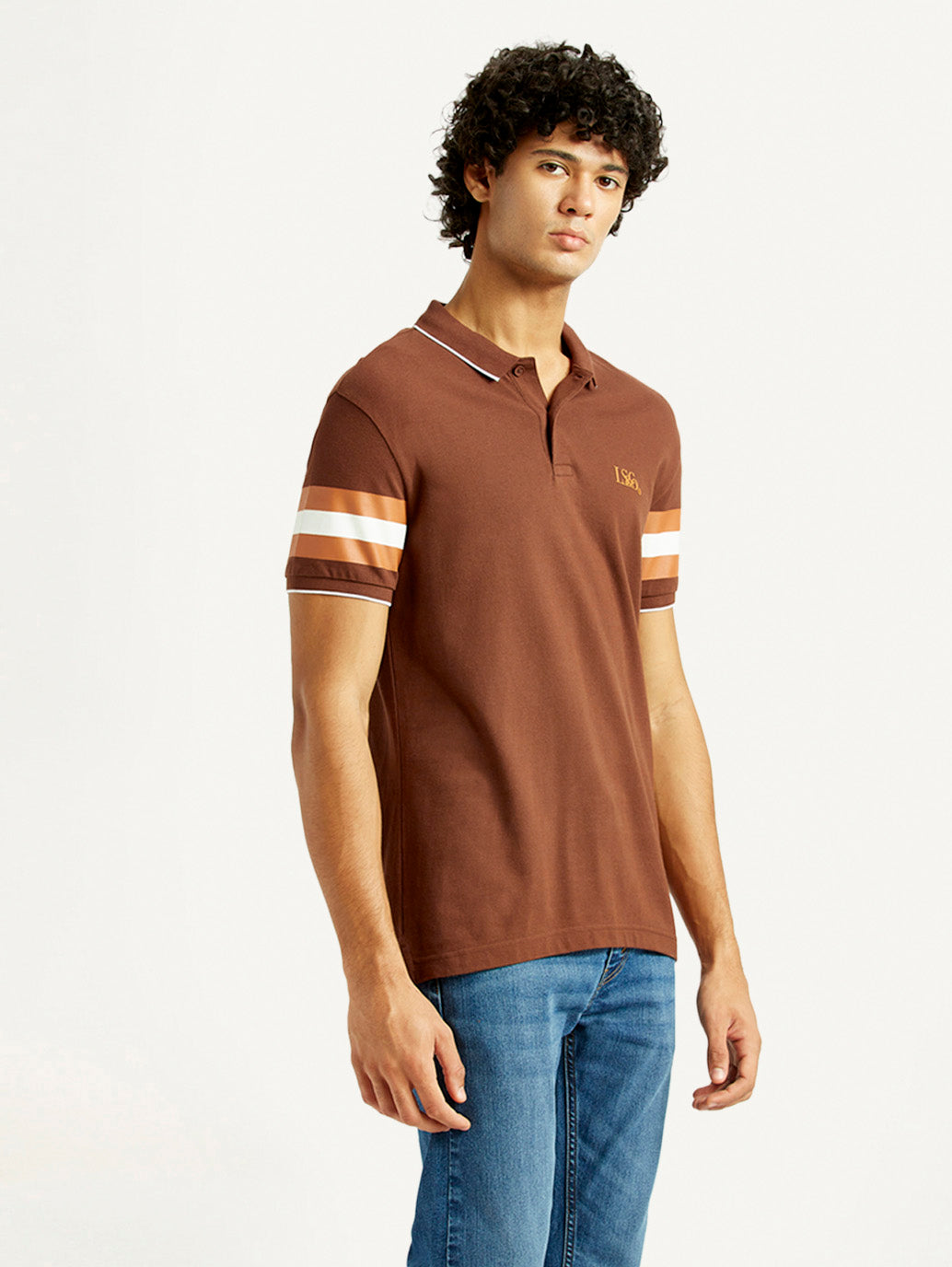 Men's Pure Cotton Slim Fit Polo T-shirt - Side View