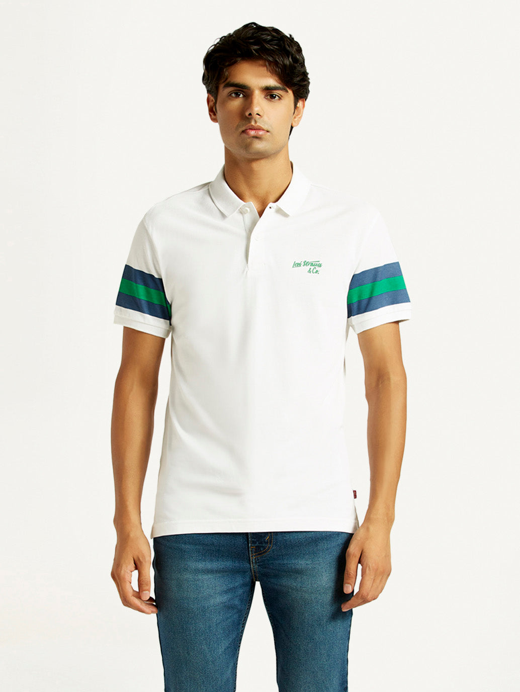 Men's Pure Cotton Slim Fit Polo T-shirt - Front View
