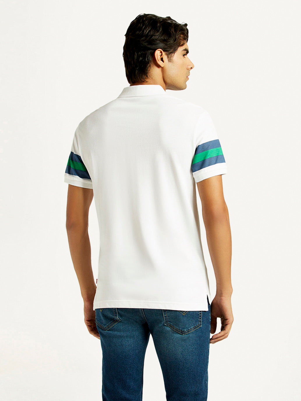 Men's Pure Cotton Slim Fit Polo T-shirt - Back View