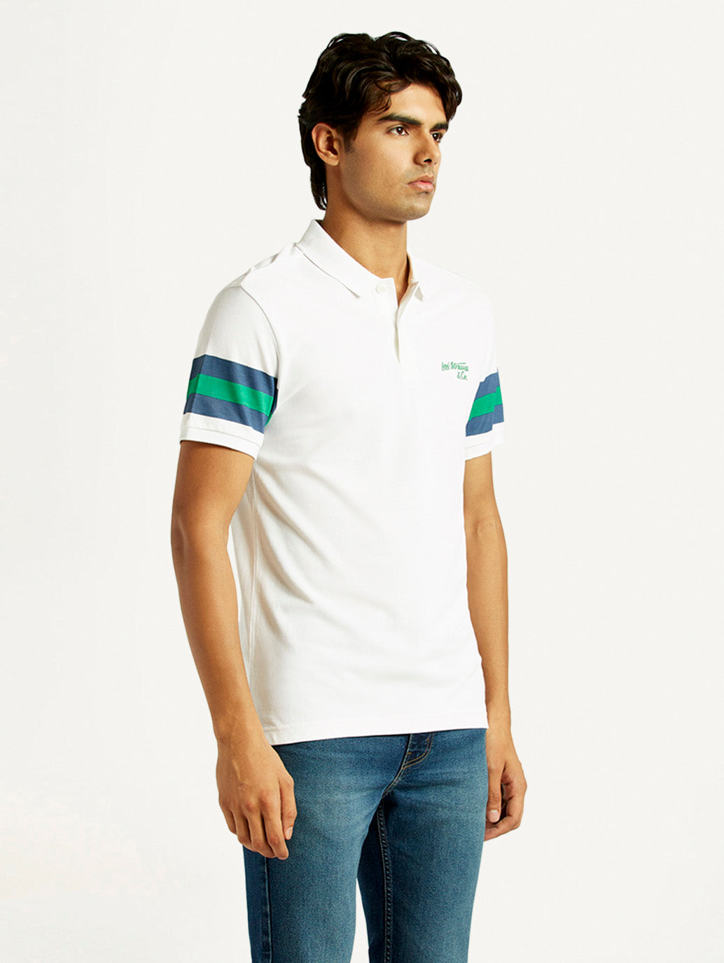 Men's Pure Cotton Slim Fit Polo T-shirt - Side View
