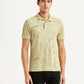 Men's All Over Print Beige Slim Fit Polo T-shirt - Front View