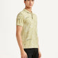 Men's All Over Print Beige Slim Fit Polo T-shirt - Side View