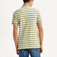 Men's Striped Olive Slim Fit Polo T-shirt - Back View