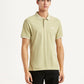 Men's Solid Beige Slim Fit Polo T-shirt - Front View