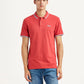 Men's Solid Red Slim Fit Polo T-shirt - Front View