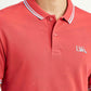 Men's Solid Red Slim Fit Polo T-shirt - Detail View