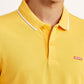 Men's Solid Yellow Slim Fit Polo T-shirt - Detail View