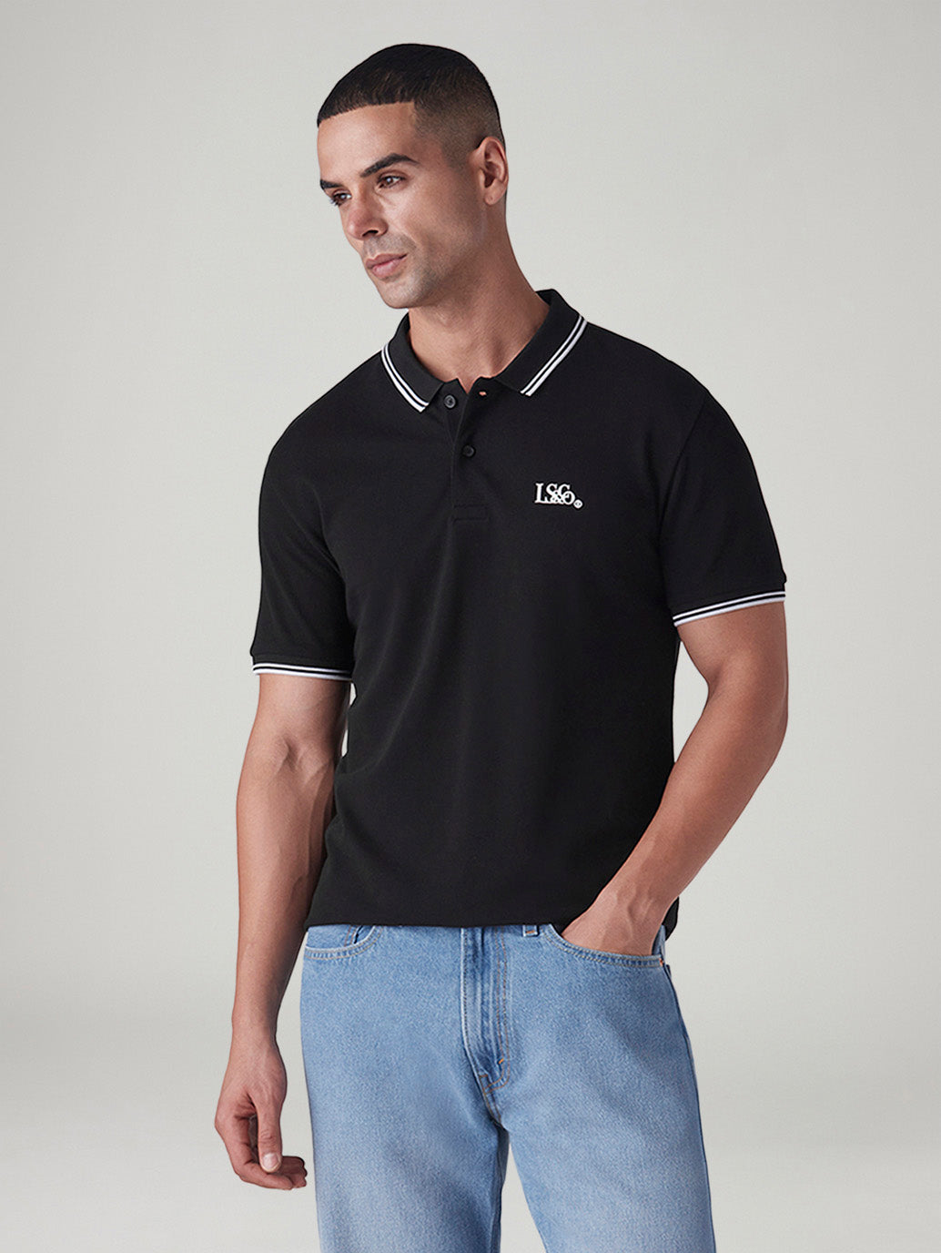 Men's Logo Printed Slim Fit Pique Polo T-Shirt