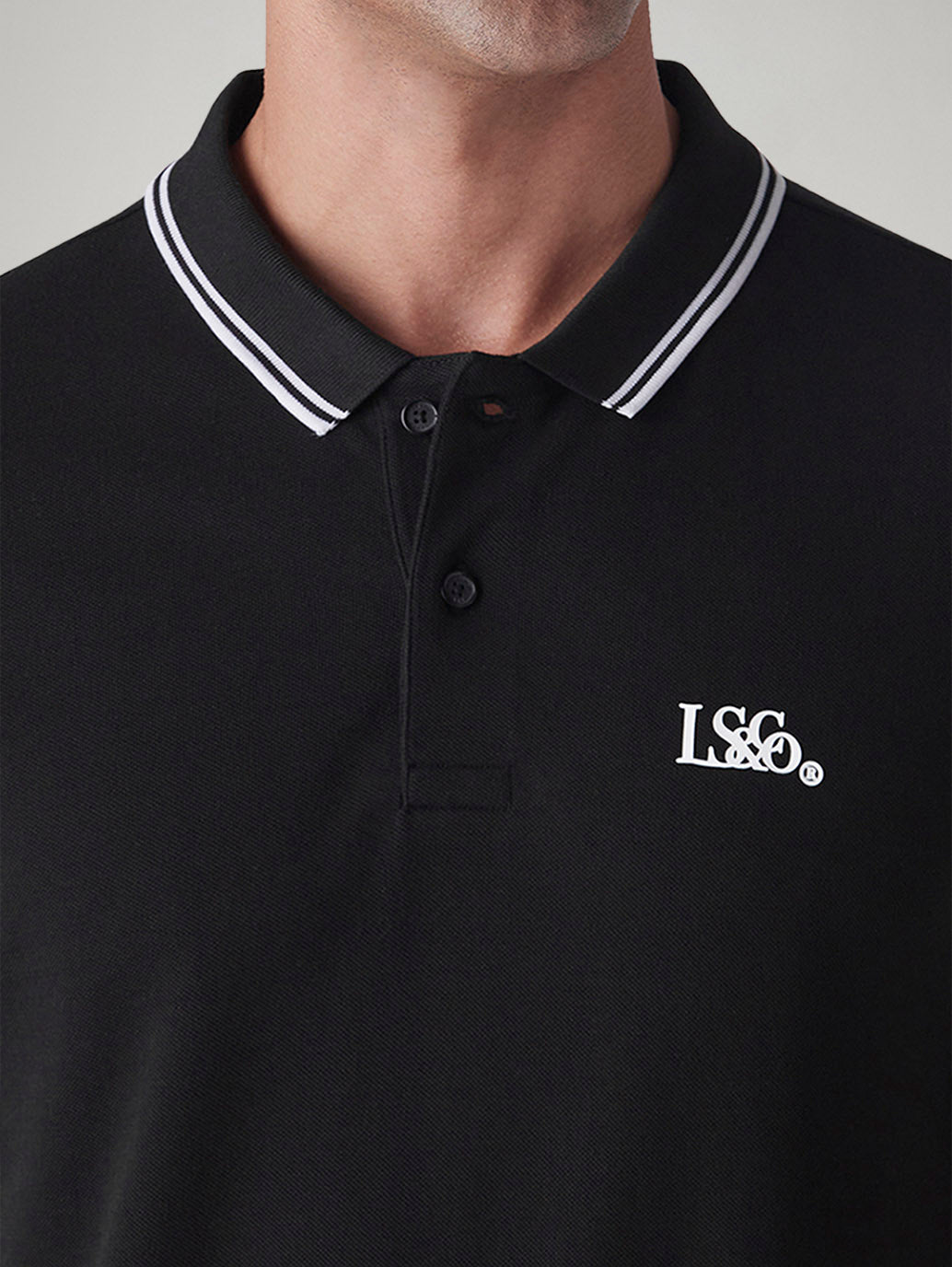Men's Logo Printed Slim Fit Pique Polo T-Shirt - Detail View