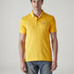 Men's Solid Yellow Slim Fit Pique Polo T-shirt - Front View