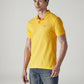 Men's Solid Yellow Slim Fit Pique Polo T-shirt - Side View