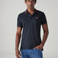 Men's Solid Black Slim Fit Pique Polo T-shirt - Styleshot View