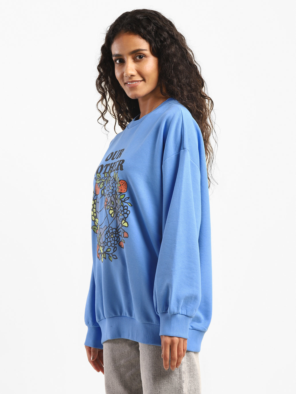 Women's Blue Crew Neck Sweatshirts