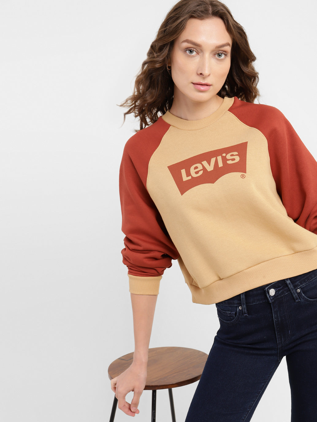 Women's Brand Logo Round Neck Sweatshirt