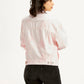 Women's Solid Pink Spread Collar Denim Trucker Jacket - back View