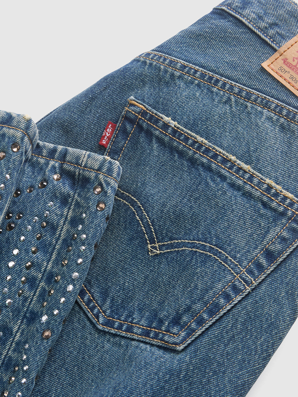 Women's 501'90s Dark Indigo Straight Fit Mid Rise Jeans - Detail View