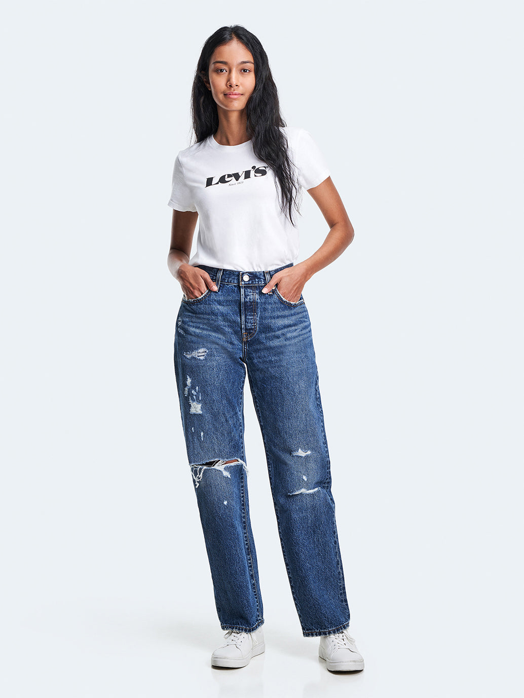 Women's 501'90 Blue Straight Fit High Rise Jeans