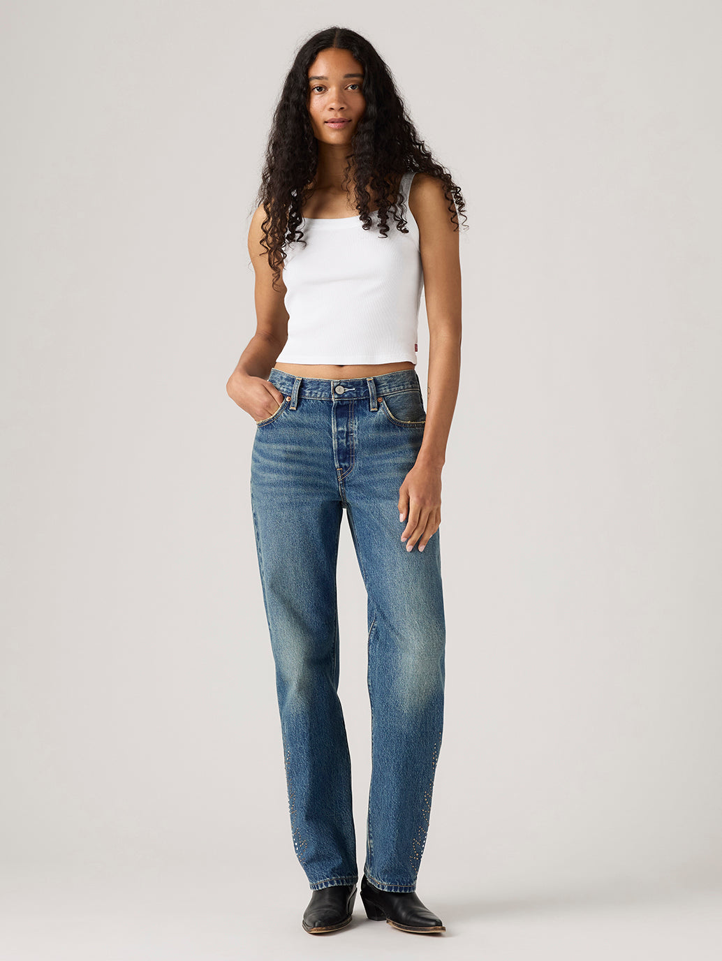 Women's 501'90s Dark Indigo Straight Fit Mid Rise Jeans - Front View