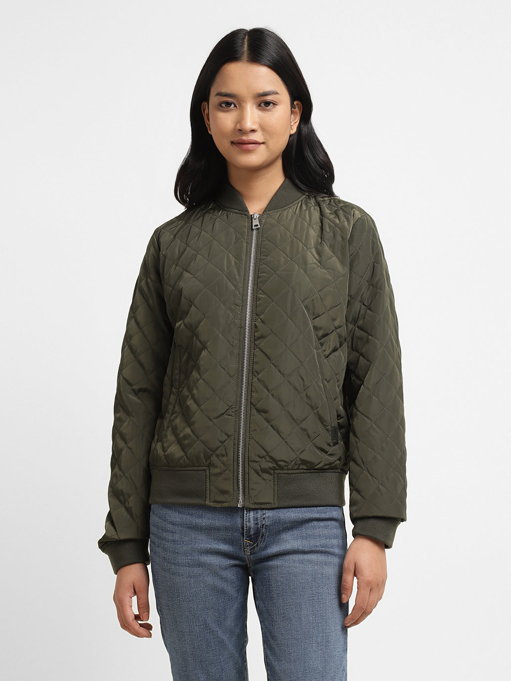 Women's Solid Green Collar Neck Jacket