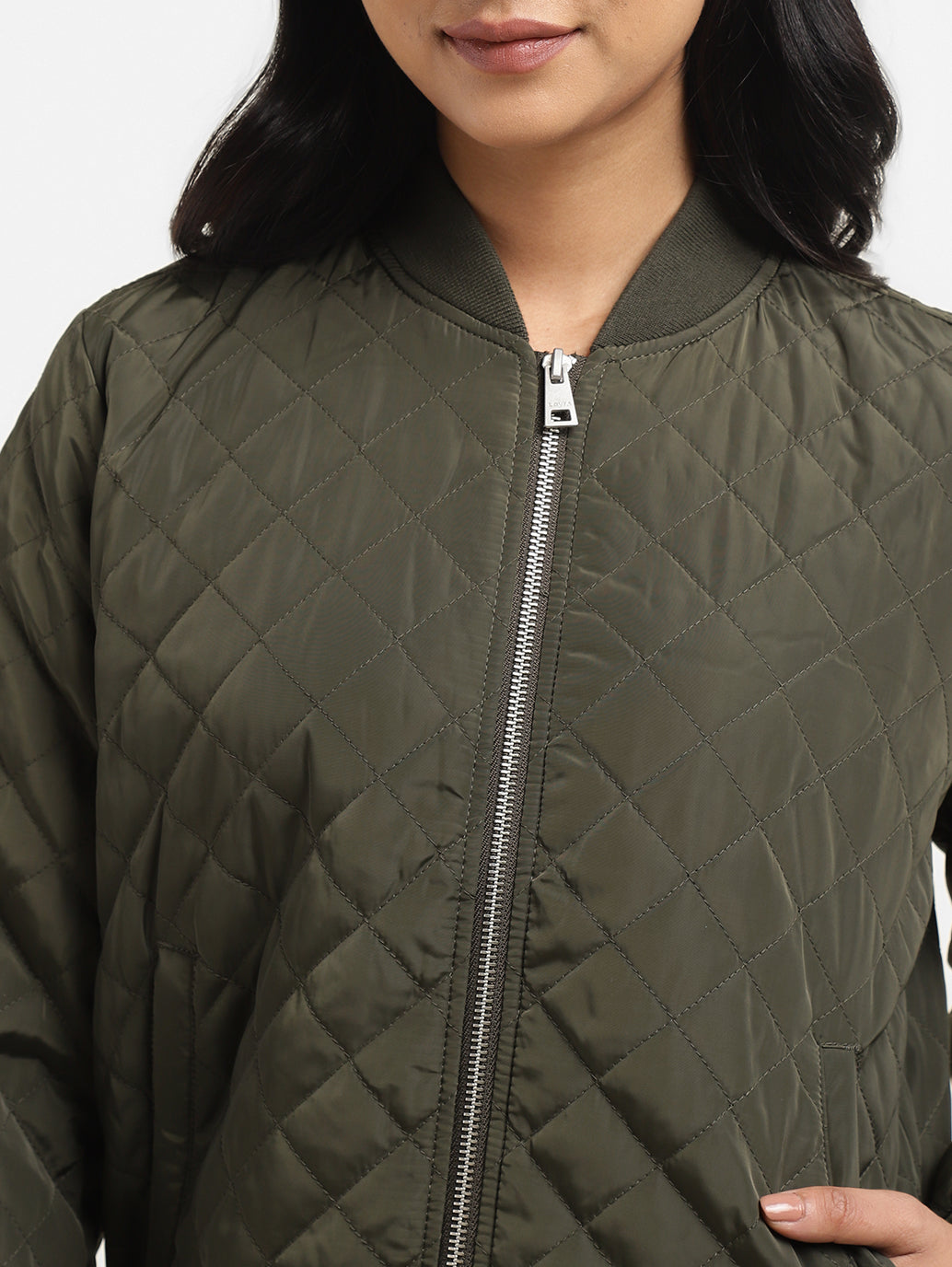 Women's Solid Green Collar Neck Jacket