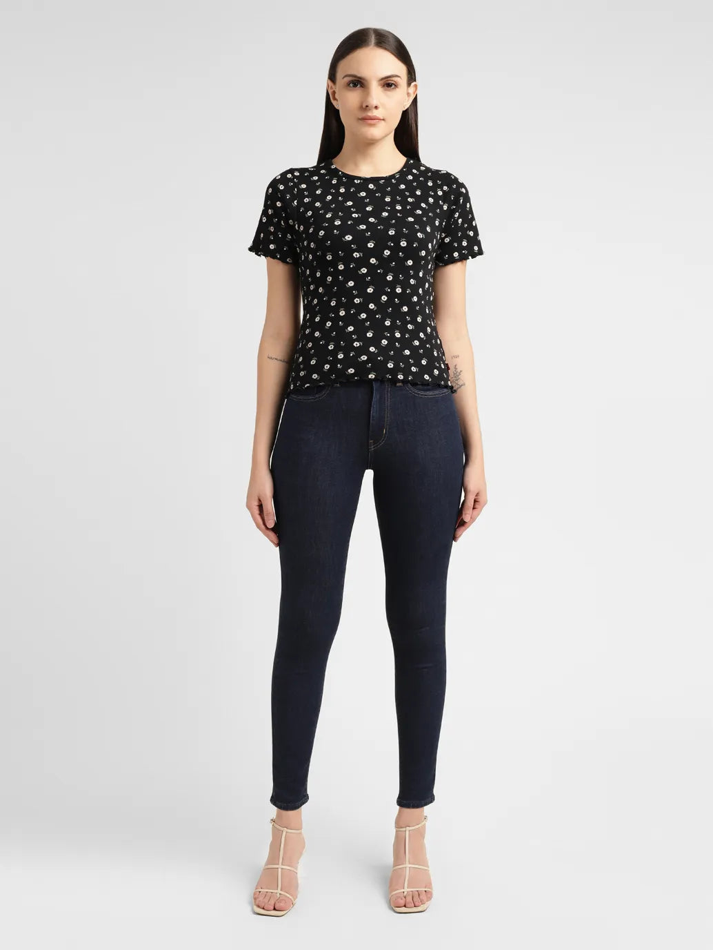 Women's Floral Print Crew Neck Top