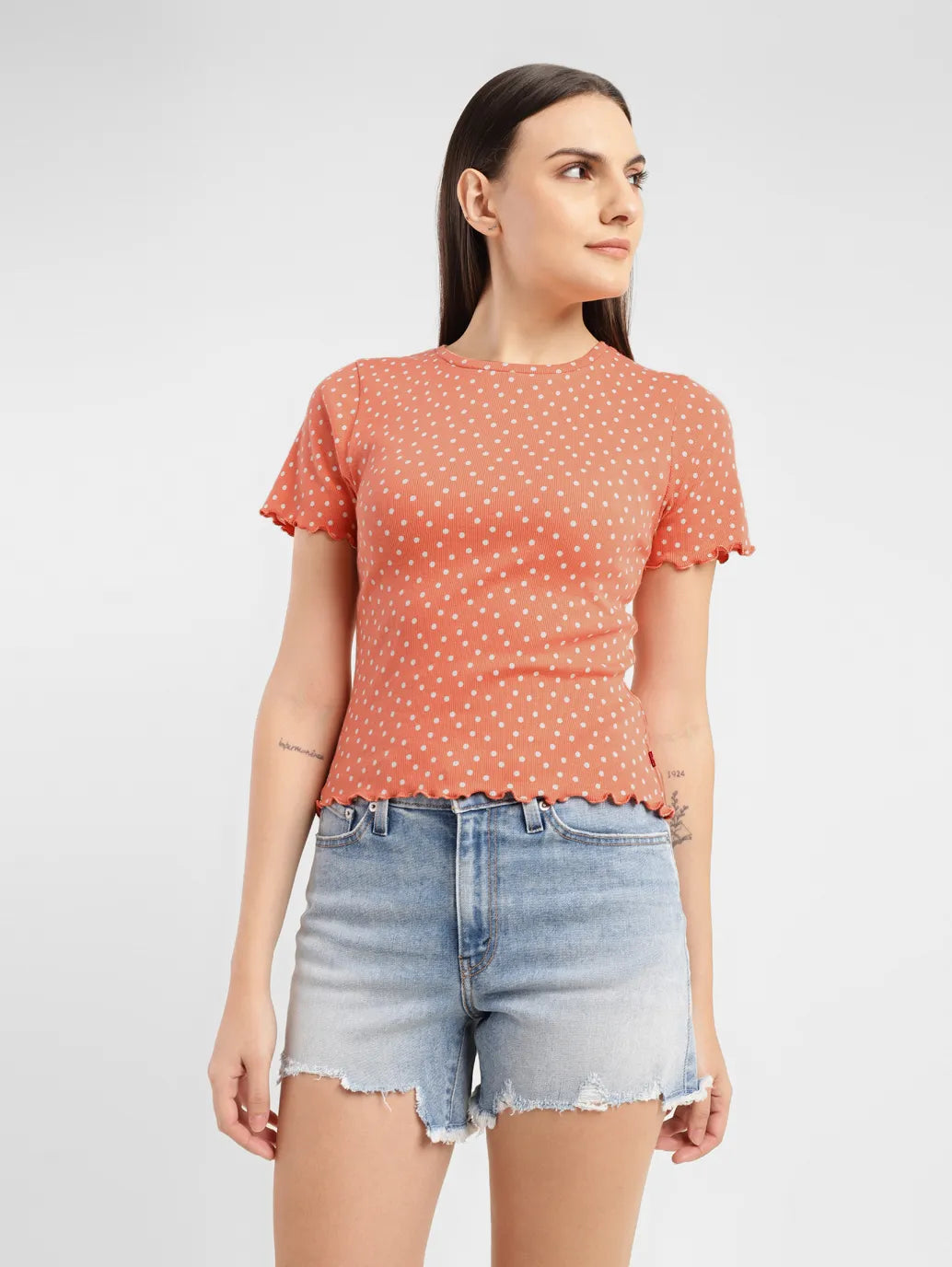 Women's Polka Dot Crew Neck T-shirt