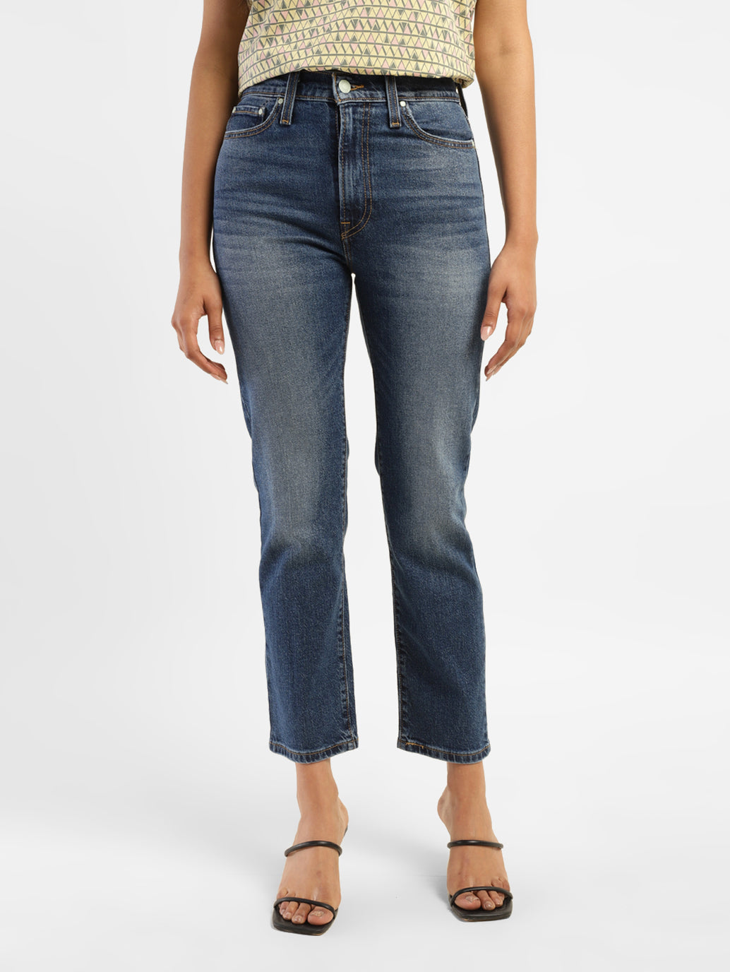 Women's Blue Wedgie Straight Fit Mid Rise Jeans