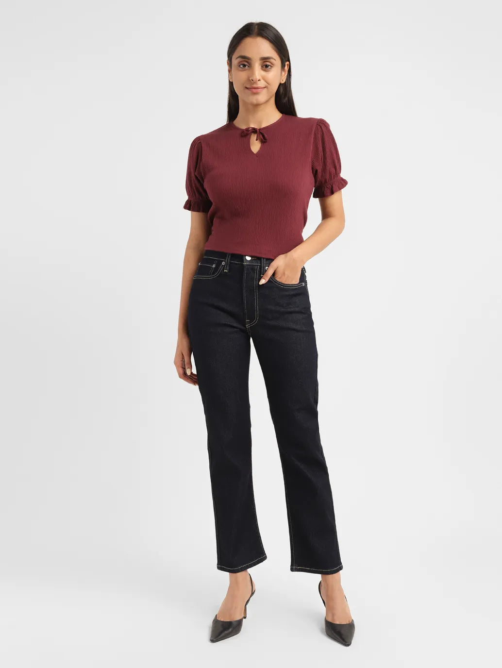 Women's Blue Wedgie Straight Fit High Rise Jeans