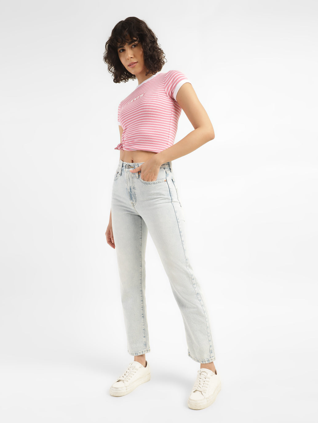 Women's Light Blue Wedgie Straight Fit Mid Rise Jeans