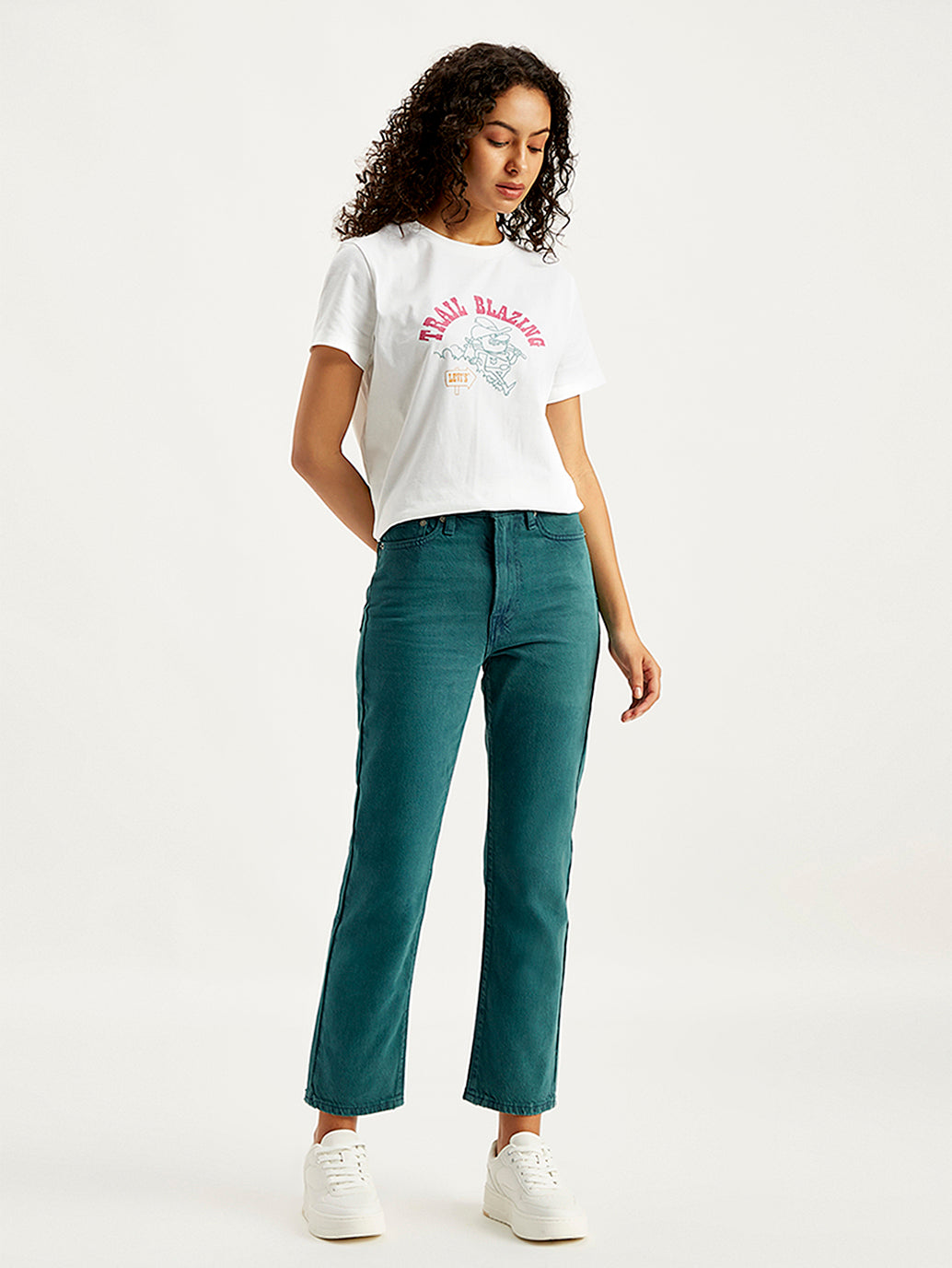 Women's Teal Green Wedgie Straight Fit Mid Rise Jeans