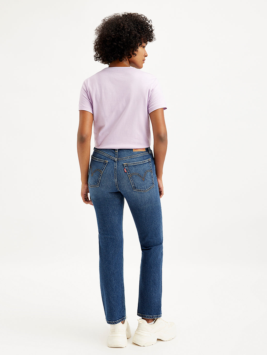 Women's Mid Rise Wedgie Straight Fit Blue Jeans