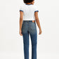 Women's Mid Rise Wedgie Straight Fit Blue Jeans