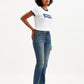 Women's Mid Rise Wedgie Straight Fit Blue Jeans