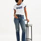 Women's Mid Rise Wedgie Straight Fit Blue Jeans