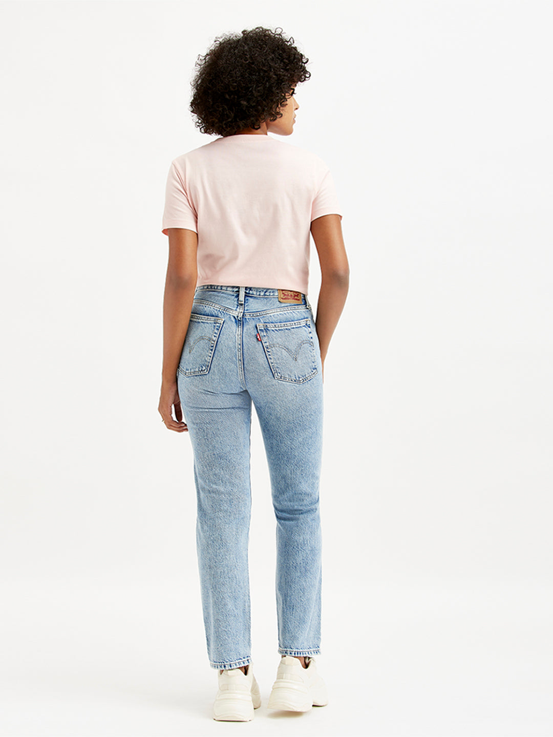 Women's Mid Rise Wedgie Straight Fit Light Blue Jeans