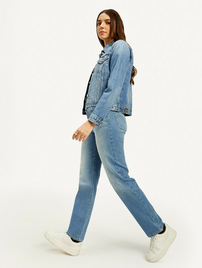 Women's Blue Wedgie Straight Fit High Rise Jeans