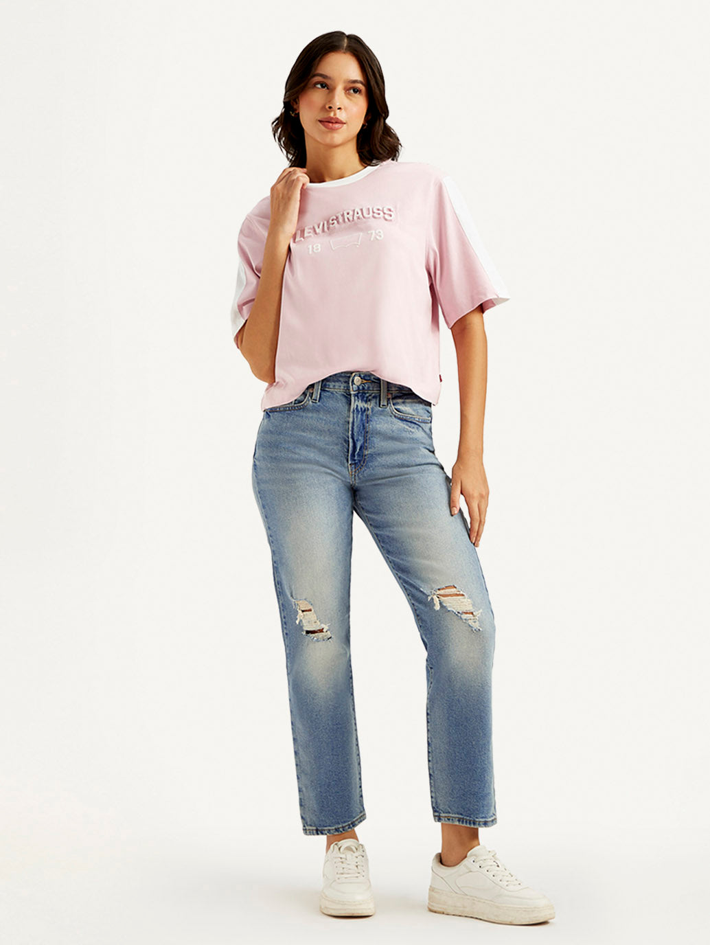 Women's Blue Wedgie Straight Fit Mid Rise Jeans