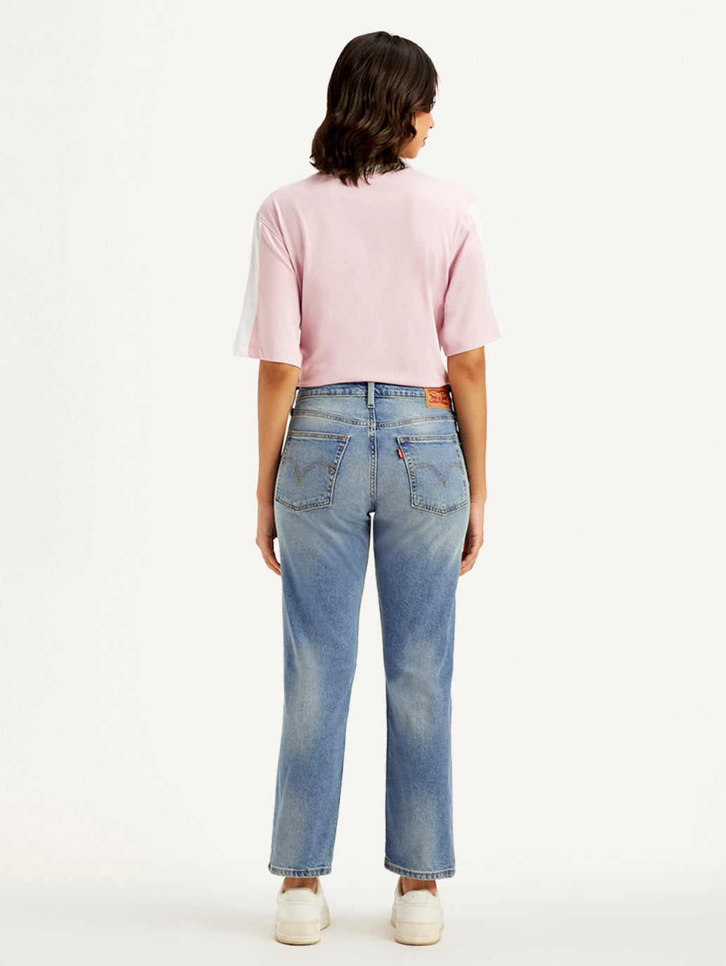 Women's Blue Wedgie Straight Fit Mid Rise Jeans - Back View