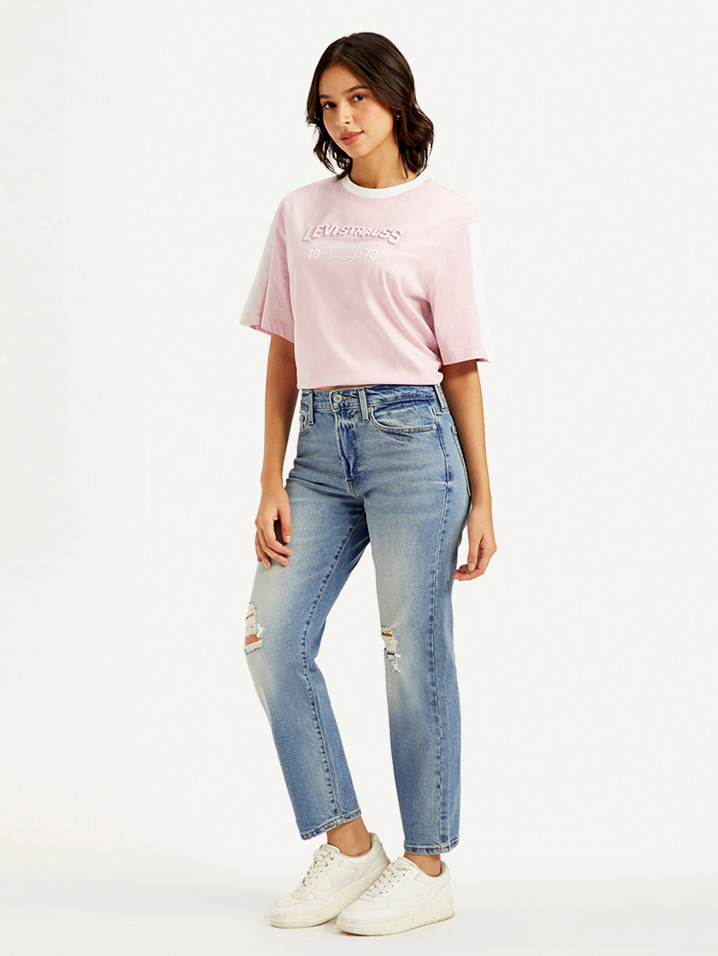 Women's Blue Wedgie Straight Fit Mid Rise Jeans - Side View