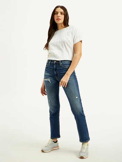 levi's Women's Blue Wedgie Straight Fit High Rise Jeans-picture-26