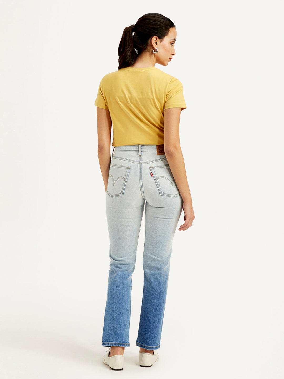 Women's High Rise Wedgie Straight Fit Blue Jeans