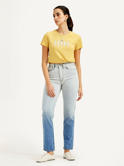 levi's Women's Blue Wedgie Straight Fit High Rise Jeans-picture-15