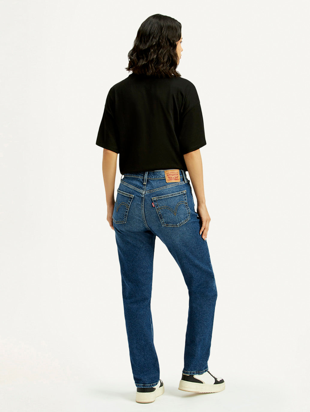 Women's Blue Wedgie Straight Fit Mid Rise Jeans - Back View